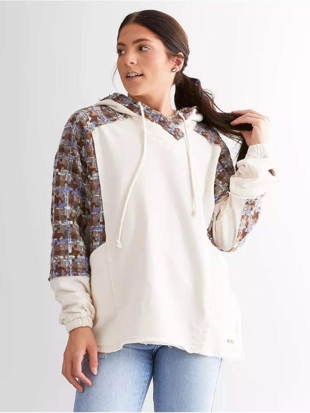 Womens BKE - Pieced Jacquard Pullover Hoodie - Small